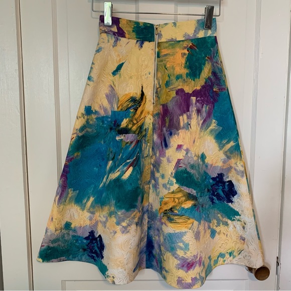 H&M | Abstract Watercolor Midi Skirt - Picture 2 of 6